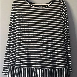 Peplum striped long sleeve blouse